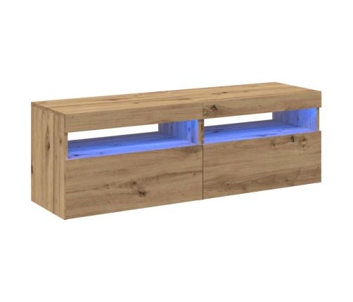 Muebles TV con luces LED 2 uds madera ingeniería roble artisan