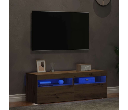 Muebles TV con luces LED 2 uds madera ingeniería roble artisan