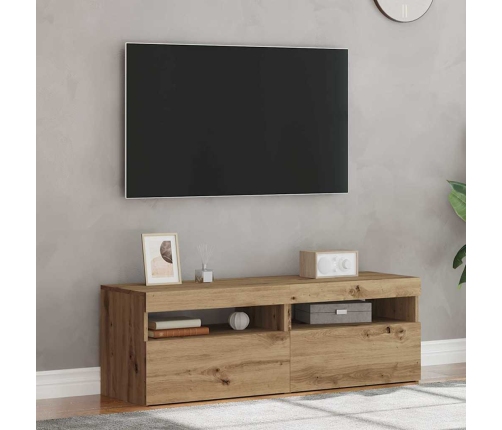 Muebles TV con luces LED 2 uds madera ingeniería roble artisan