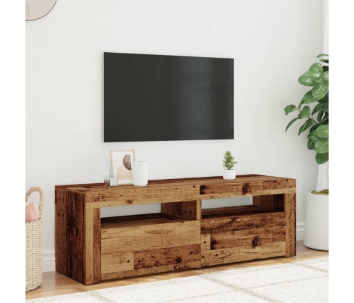 Mueble TV luces LED madera ingeniería envejecida 120x35x40 cm