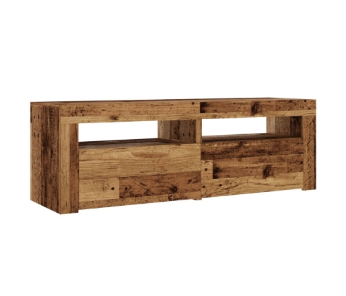 Mueble TV luces LED madera ingeniería envejecida 120x35x40 cm