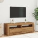 Mueble de TV luces LED madera roble artisan 120x35x40 cm