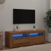 Mueble de TV luces LED madera roble artisan 120x35x40 cm