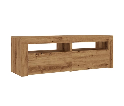 Mueble de TV luces LED madera roble artisan 120x35x40 cm