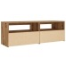 Mueble de TV luces LED madera roble artisan 120x35x40 cm