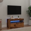 Mueble TV luces LED madera ingeniería envejecida 75x35x40 cm