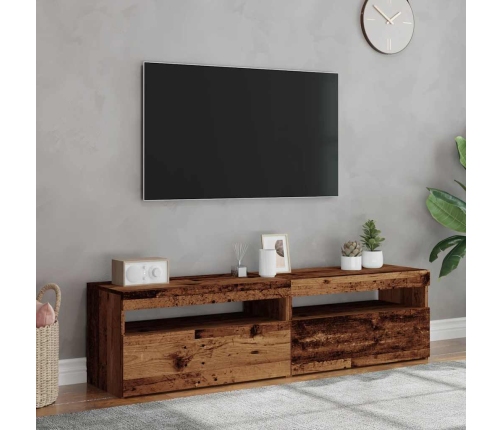 Muebles de TV con luces LED 2 uds madera ingeniería envejecida