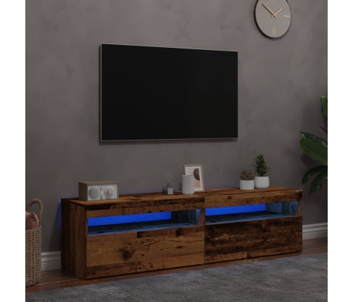 Muebles de TV con luces LED 2 uds madera ingeniería envejecida