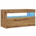 Mueble de TV luces LED madera roble artisan 75x35x40 cm