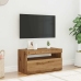 Mueble de TV luces LED madera roble artisan 75x35x40 cm