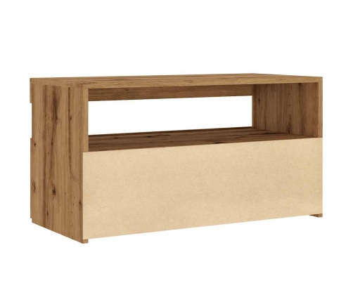 Mueble de TV luces LED madera roble artisan 75x35x40 cm