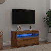 Mueble de TV luces LED madera roble artisan 75x35x40 cm