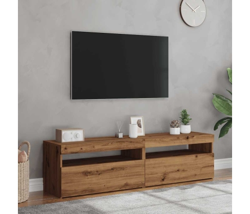 Muebles TV con luces LED 2 uds madera ingeniería roble artisan