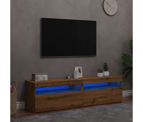 Muebles TV con luces LED 2 uds madera ingeniería roble artisan