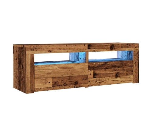 Mueble TV luces LED madera ingeniería envejecida 120x35x40 cm