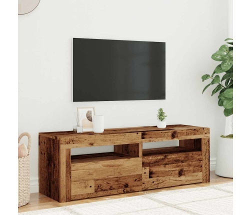 Mueble TV luces LED madera ingeniería envejecida 120x35x40 cm