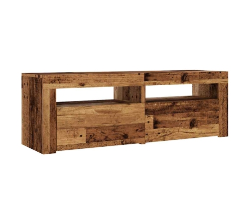 Mueble TV luces LED madera ingeniería envejecida 120x35x40 cm