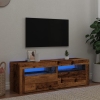 Mueble TV luces LED madera ingeniería envejecida 120x35x40 cm