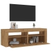 Mueble de TV luces LED madera roble artisan 120x35x40 cm