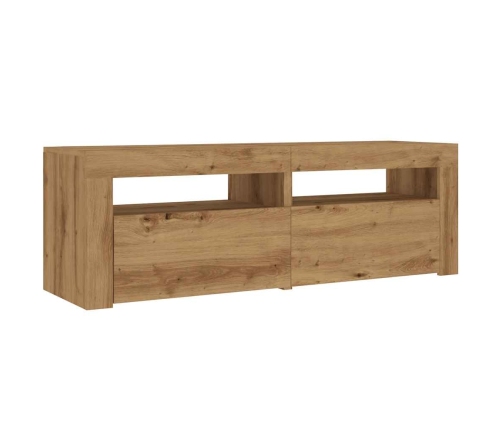 Mueble de TV luces LED madera roble artisan 120x35x40 cm