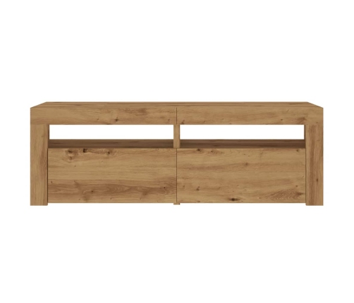 Mueble de TV luces LED madera roble artisan 120x35x40 cm