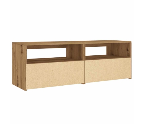 Mueble de TV luces LED madera roble artisan 120x35x40 cm