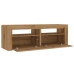 Mueble de TV luces LED madera roble artisan 120x35x40 cm