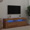 Mueble de TV luces LED madera roble artisan 120x35x40 cm