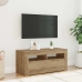 Mueble de TV luces LED madera roble artisan 90x35x40 cm