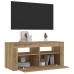 Mueble de TV luces LED madera roble artisan 90x35x40 cm