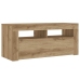 Mueble de TV luces LED madera roble artisan 90x35x40 cm