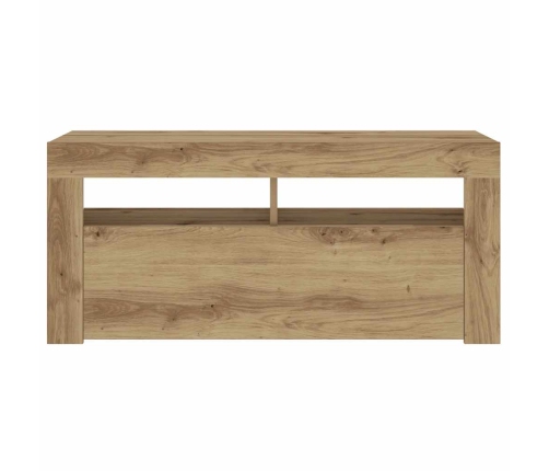 Mueble de TV luces LED madera roble artisan 90x35x40 cm