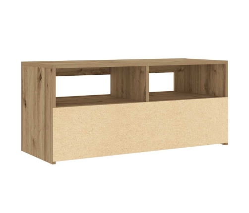 Mueble de TV luces LED madera roble artisan 90x35x40 cm