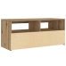 Mueble de TV luces LED madera roble artisan 90x35x40 cm