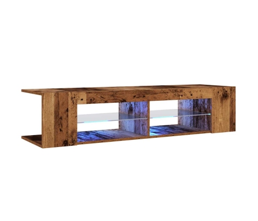 Mueble TV luces LED madera ingeniería envejecida 135x39x30 cm