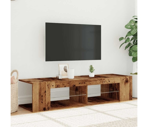 Mueble TV luces LED madera ingeniería envejecida 135x39x30 cm