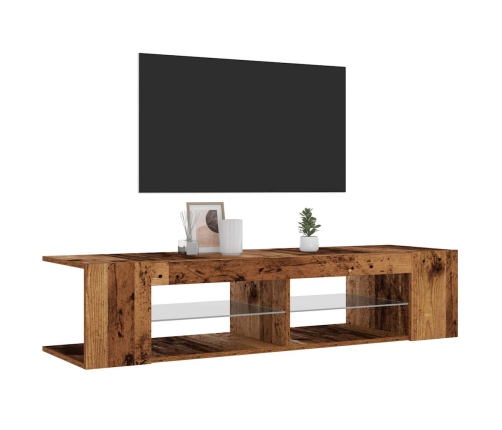 Mueble TV luces LED madera ingeniería envejecida 135x39x30 cm