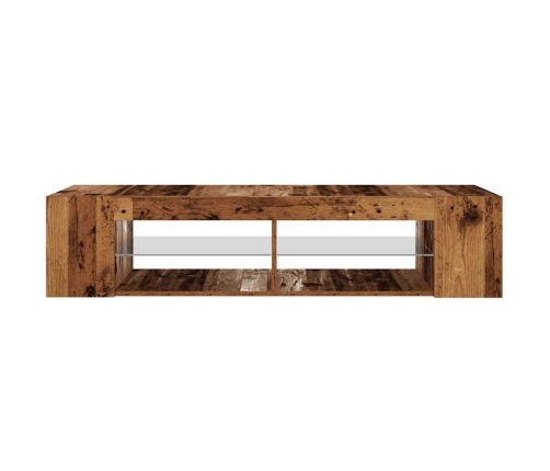 Mueble TV luces LED madera ingeniería envejecida 135x39x30 cm