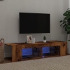 Mueble TV luces LED madera ingeniería envejecida 135x39x30 cm