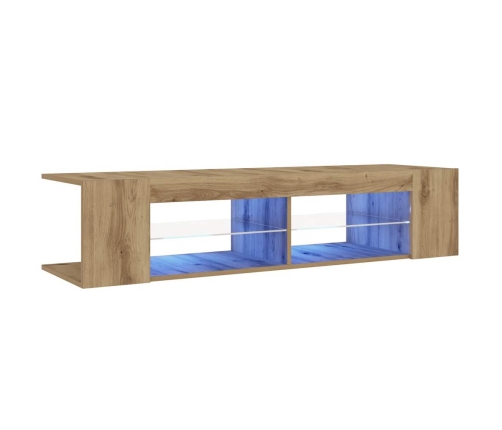 Mueble de TV luces LED madera roble artisan 135x39x30 cm