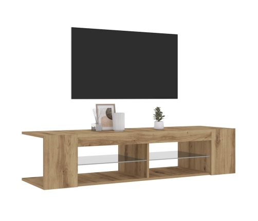 Mueble de TV luces LED madera roble artisan 135x39x30 cm