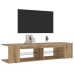 Mueble de TV luces LED madera roble artisan 135x39x30 cm