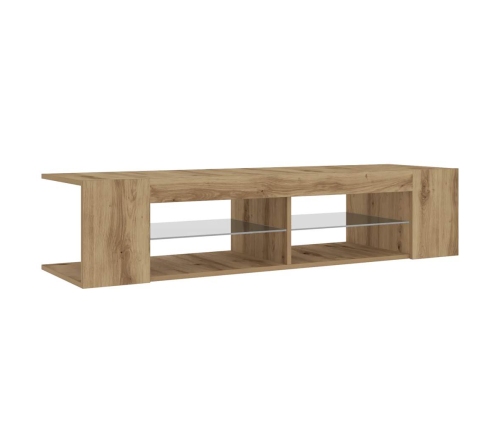 Mueble de TV luces LED madera roble artisan 135x39x30 cm