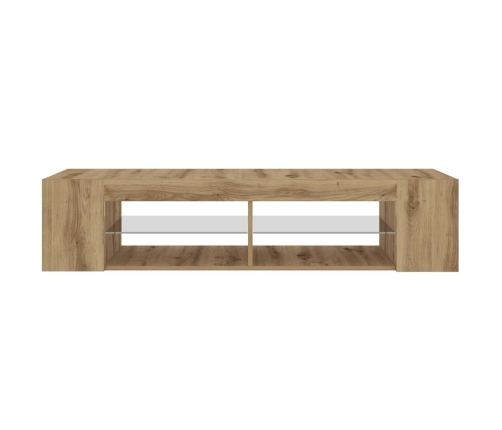 Mueble de TV luces LED madera roble artisan 135x39x30 cm