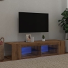 Mueble de TV luces LED madera roble artisan 135x39x30 cm