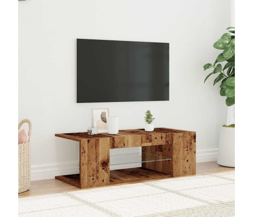 Mueble TV luces LED madera ingeniería envejecida 90x39x30 cm