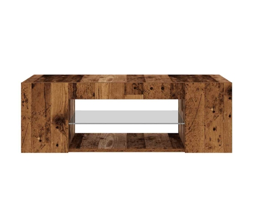 Mueble TV luces LED madera ingeniería envejecida 90x39x30 cm