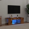 Mueble TV luces LED madera ingeniería envejecida 90x39x30 cm