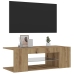 Mueble de TV luces LED madera roble artisan 90x39x30 cm