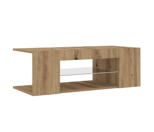 Mueble de TV luces LED madera roble artisan 90x39x30 cm